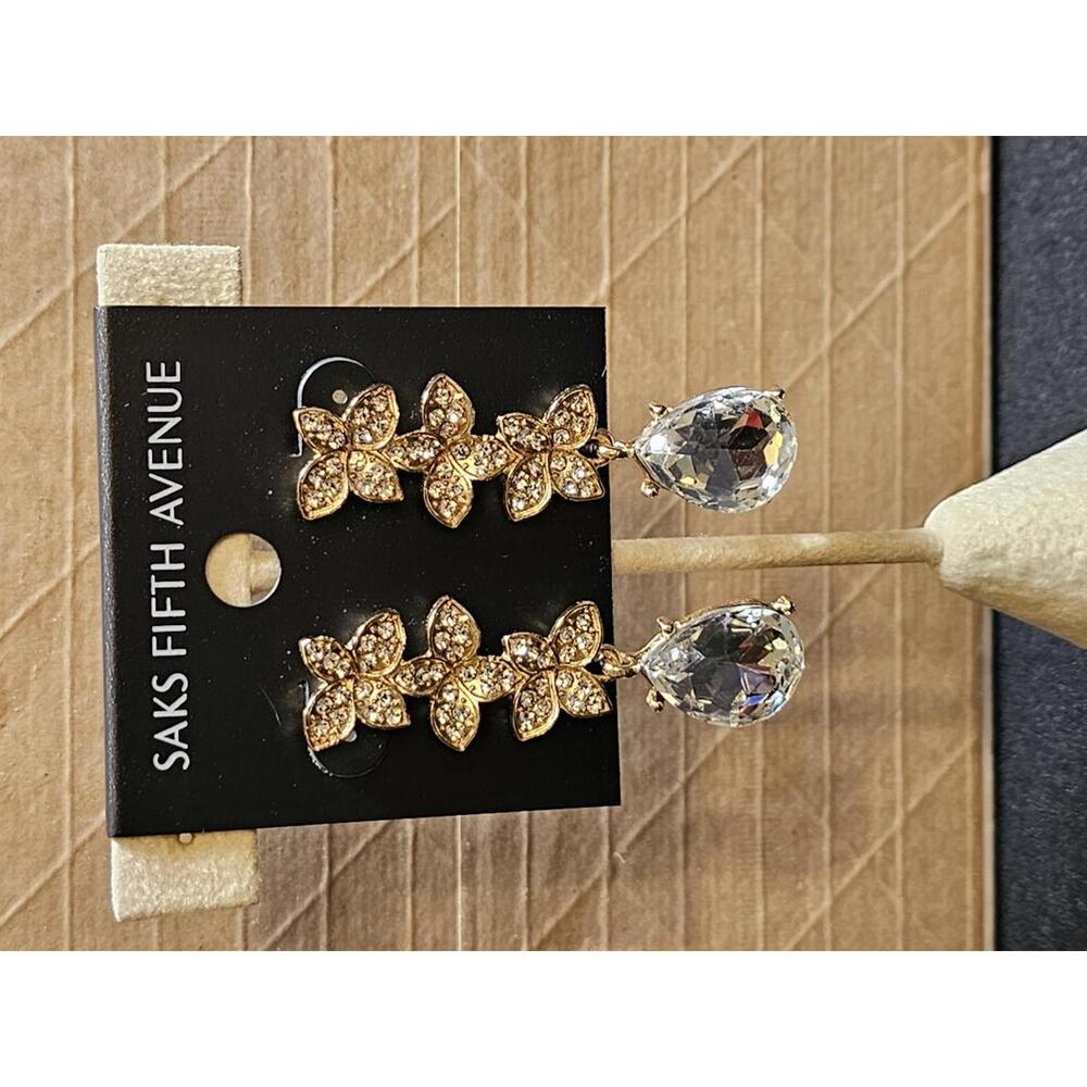 Saks Fifth Avenue Elegant Crystal Drop Earrings